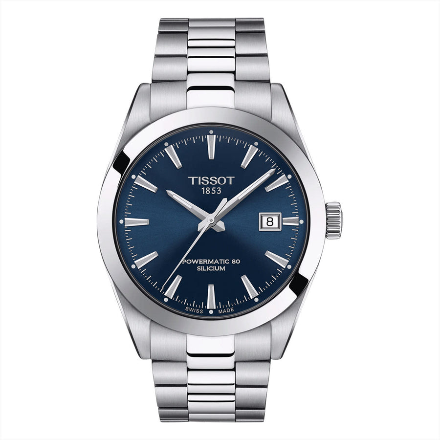40mm Gentleman Powermatic 80 Silicium Watch with Blue Dial in Stainless Steel, Bracelet