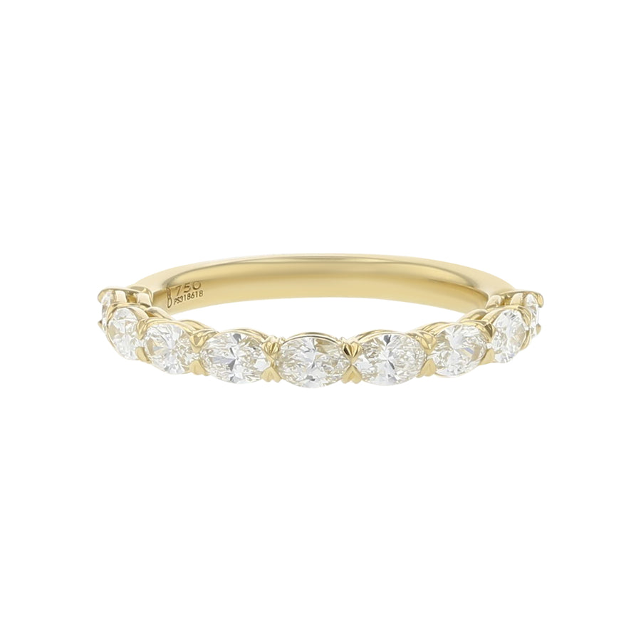 Grand Aire Petite Oval Diamond Partway Band in 18K Yellow Gold, Size 6