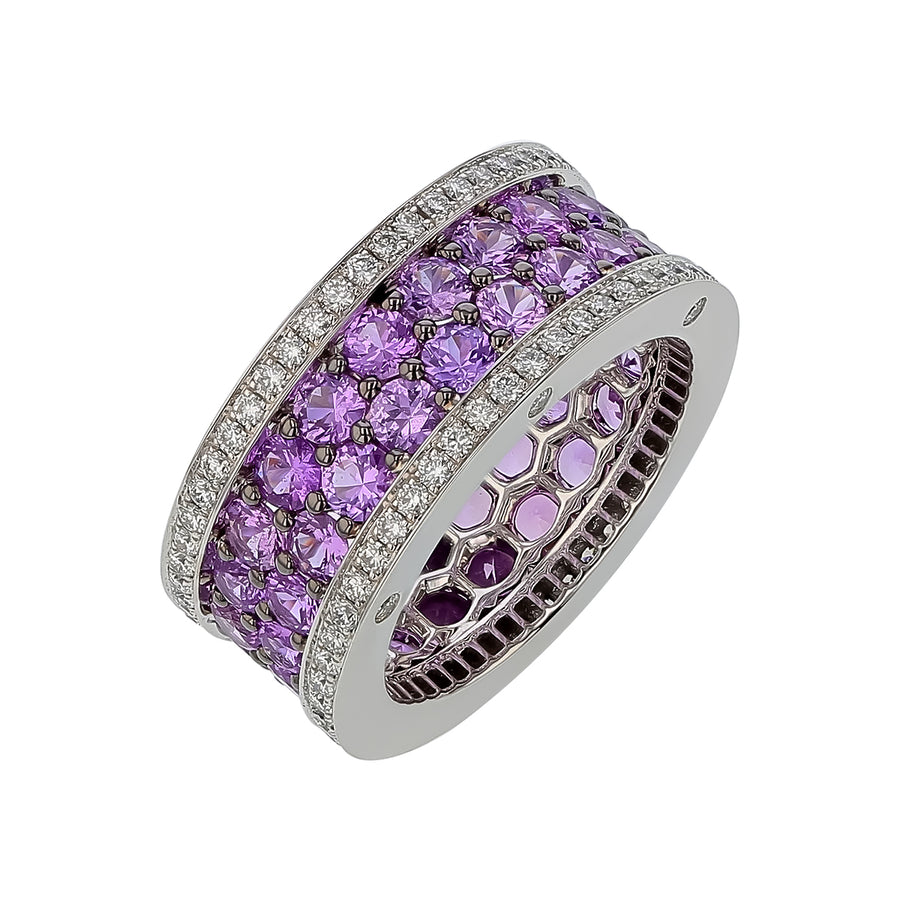 Amercian Glamour 4.90ct Purple Sapphire and 0.96ct Diamond Eternity Band in 18K White Gold, size 7