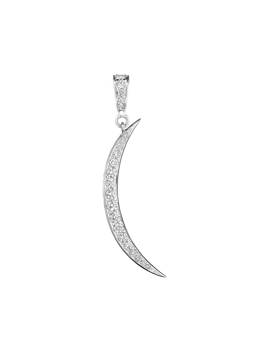 0.58ct Diamond Crescent Pendant in 18K White Gold, without chain