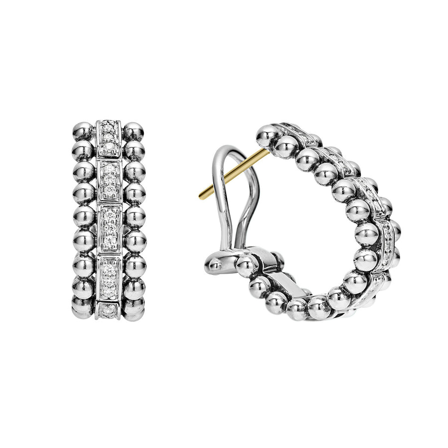 Caviar Spark 0.18ct Diamond Omega Clip Hoop Earrings in Sterling Silver