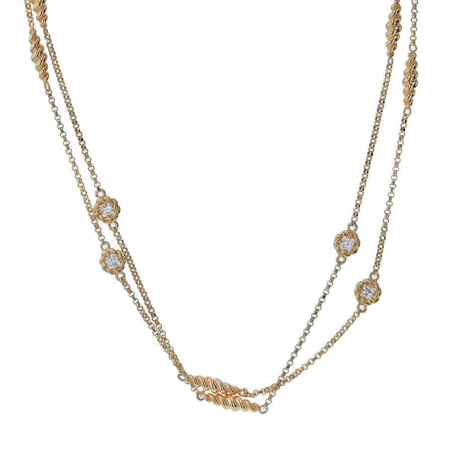 Roberto Coin 0.24ct Diamond Station Necklace in 18K Rose Gold, 34"