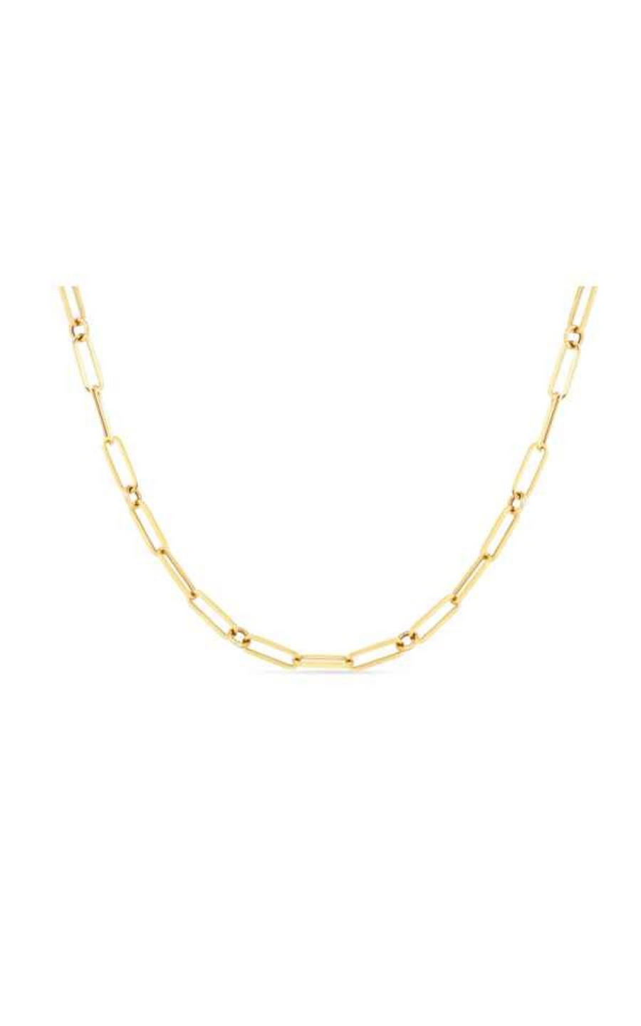 Designer Gold Paperclip and Round Link Chain in 18K Yellow Gold, 17"