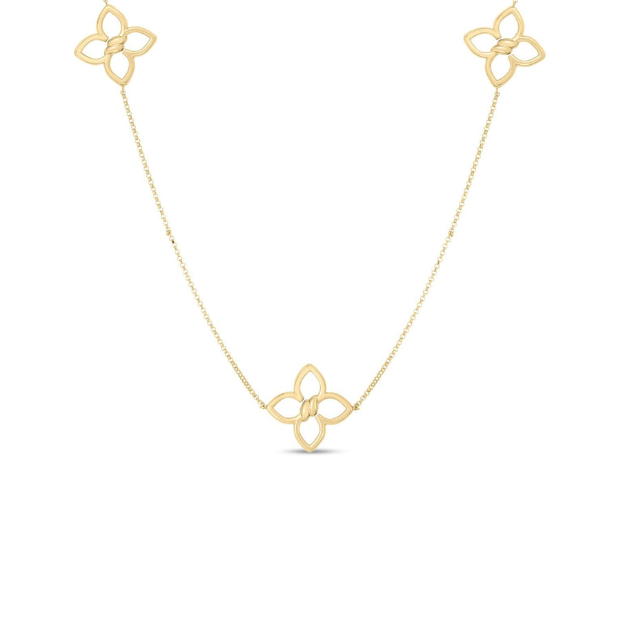 Cialoma 1.19ct Diamond 7 Station Flower Necklace in 18K Yellow Gold, 33"