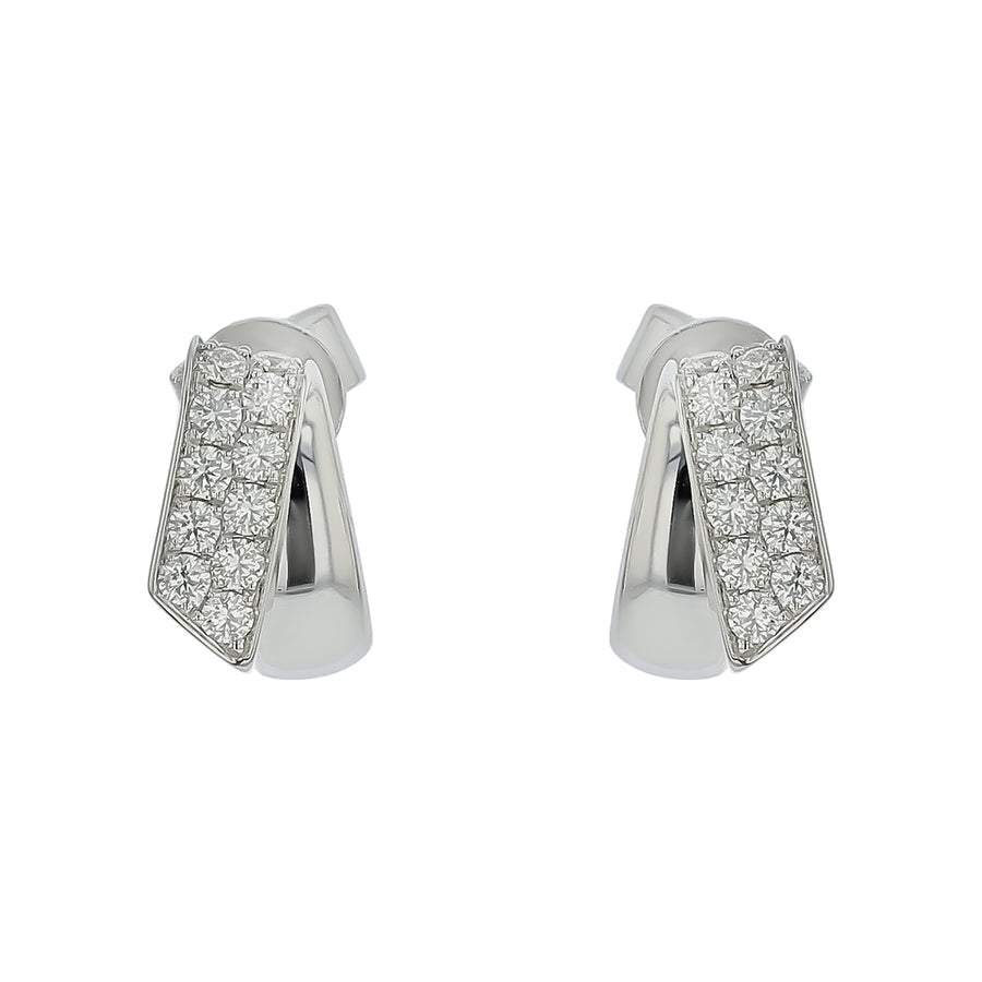 INSIDE/OUT 0.45-0.53ct Diamond Flip Huggie Hoop Earrings in 18K White Gold