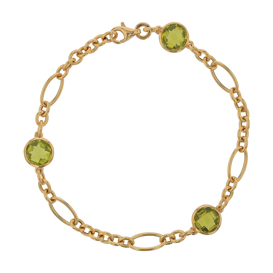 5.03ct Peridot Bracelet in 18K Yellow Gold, 6-7in