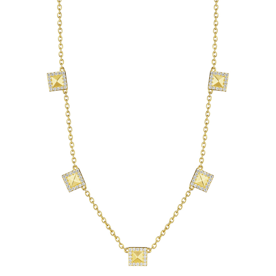 0.40ct Diamond Square Station Necklace in 18K Yellow Gold, 18in