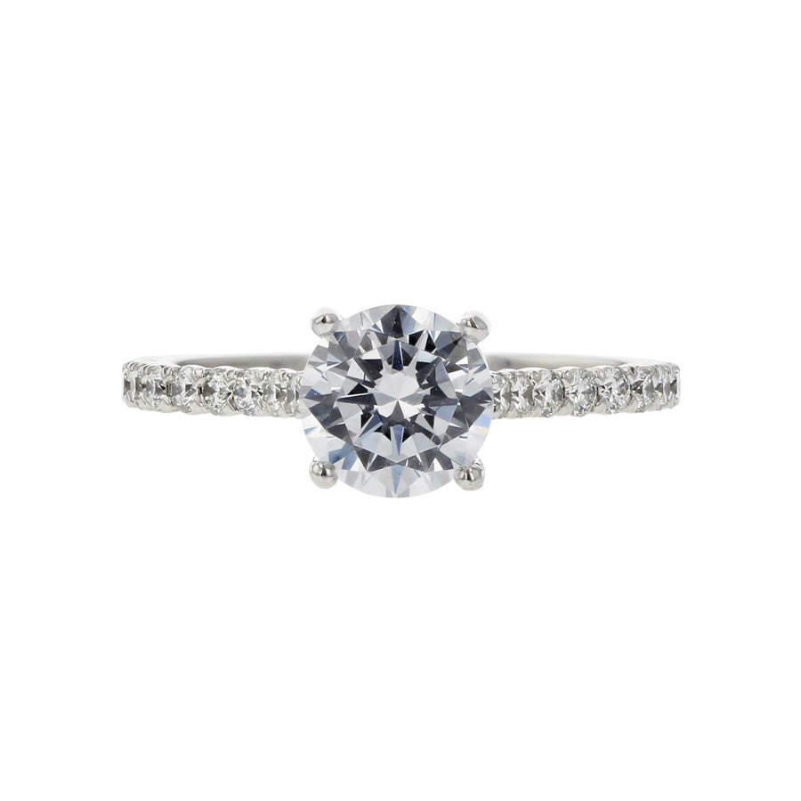 New Aire 0.26ct Diamond Silk Ring Semi Mount in 18K White Gold for 6mm Round Center, size 6