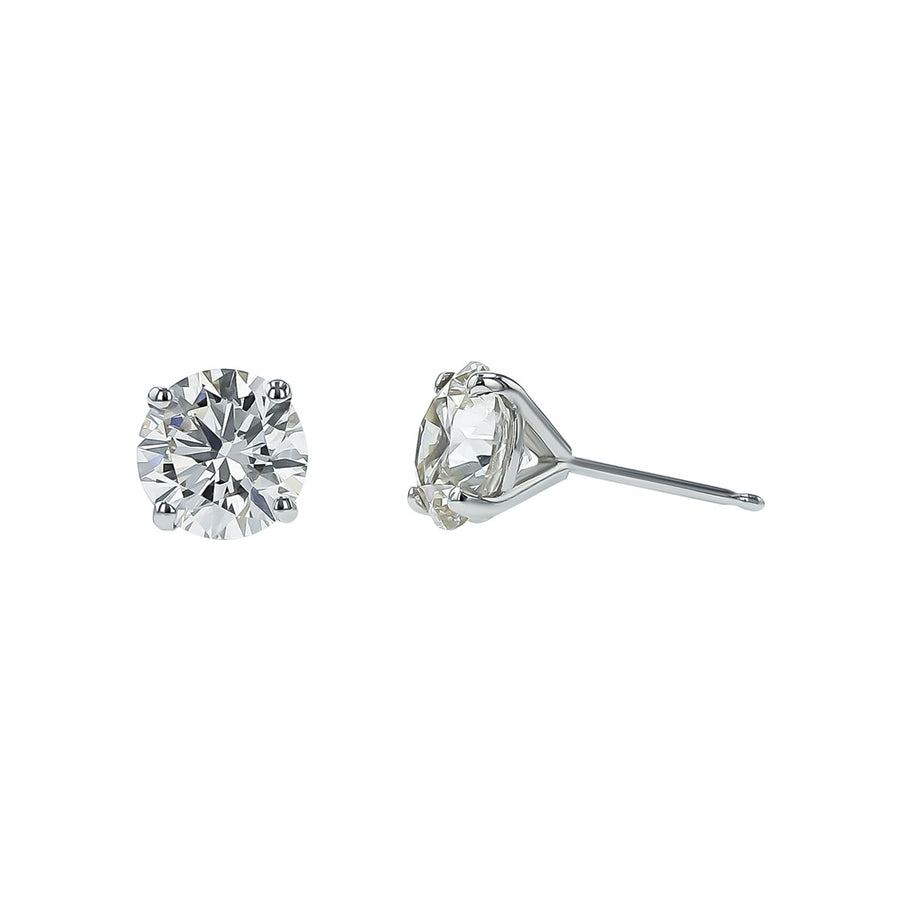 2.40ct Round Brilliant Diamond Inscribed GIA 4 Prong Stud Earrings in 14K White Gold