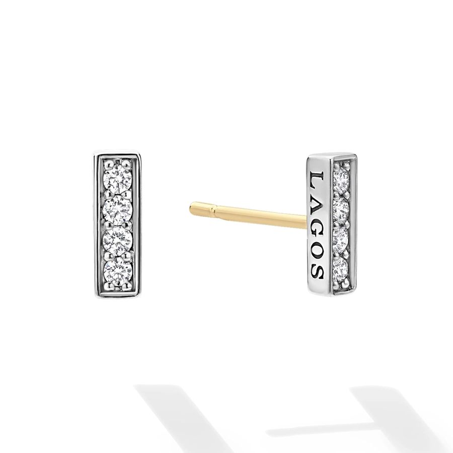 Caviar Spark 0.18ct Diamond 9x3mm Linear Stud Earrings in Sterling Silver