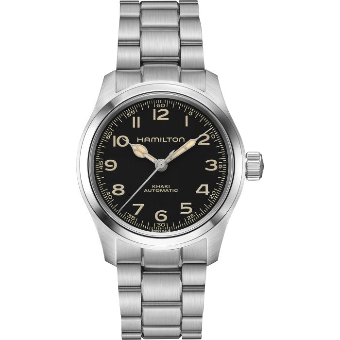 38mm Khaki Field Murph Automatic Watch with Black Dial in Stainless Steel, Bracelet