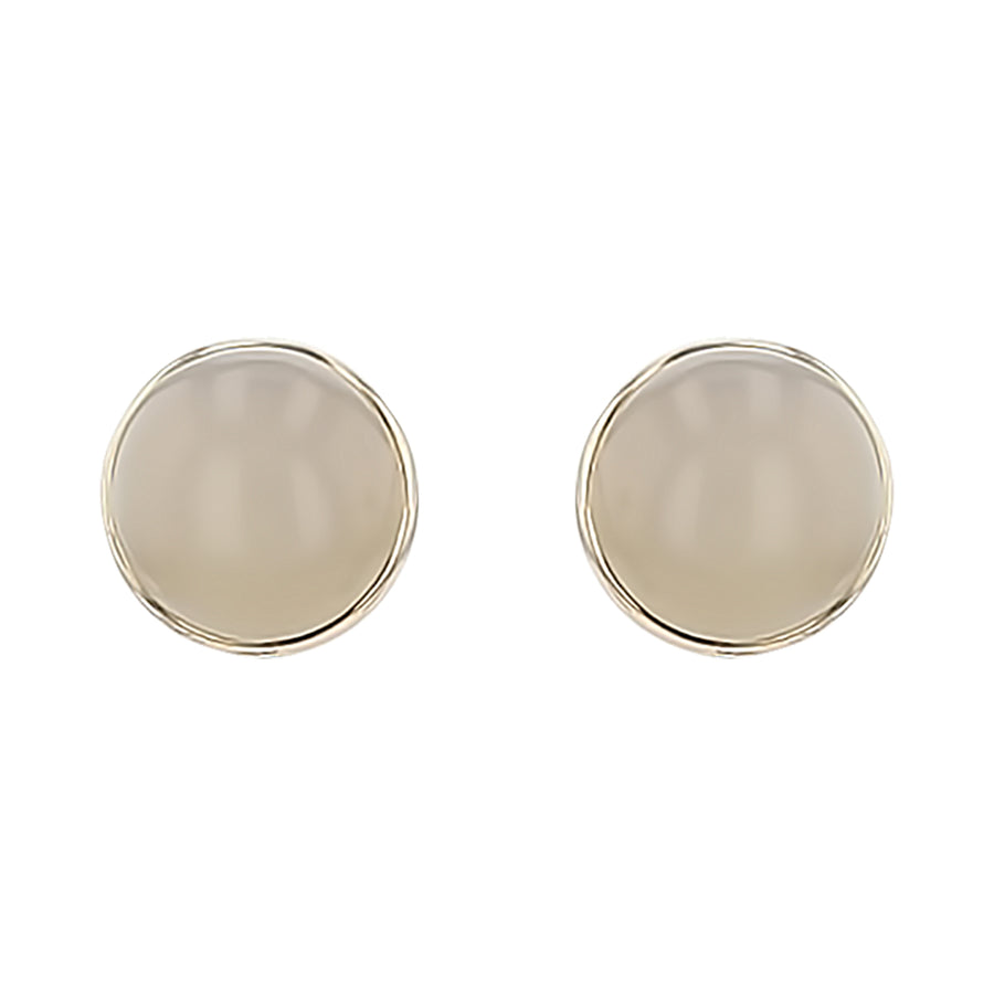 8.00ct Cabochon Moonstone Button Stud Earrings in 14K Yellow Gold