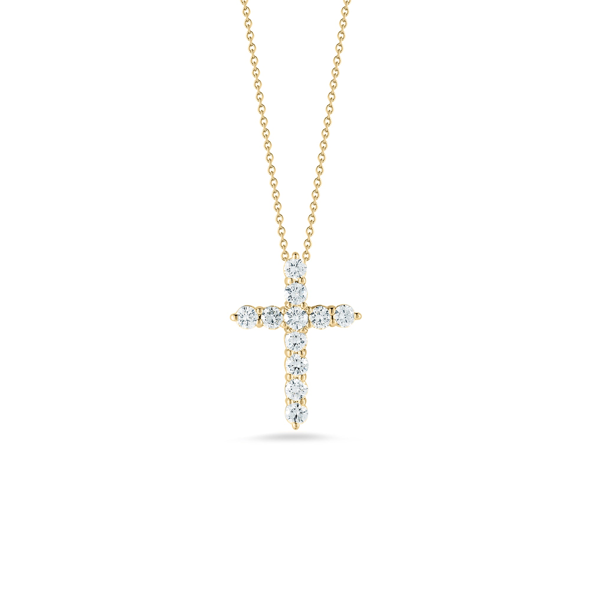 Tiny Treasures Diamond Cross Pendant in 18K Yellow Gold, 18in
