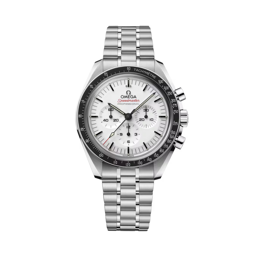 42mm Speedmaster Moonwatch Professional Watch with White Dial in Stainless Steel, Bracelet