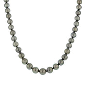 18K White Gold 45 10.7x8mm A+ Black South Sea Pearls and 0.10ct Diamond Necklace, 16.5"