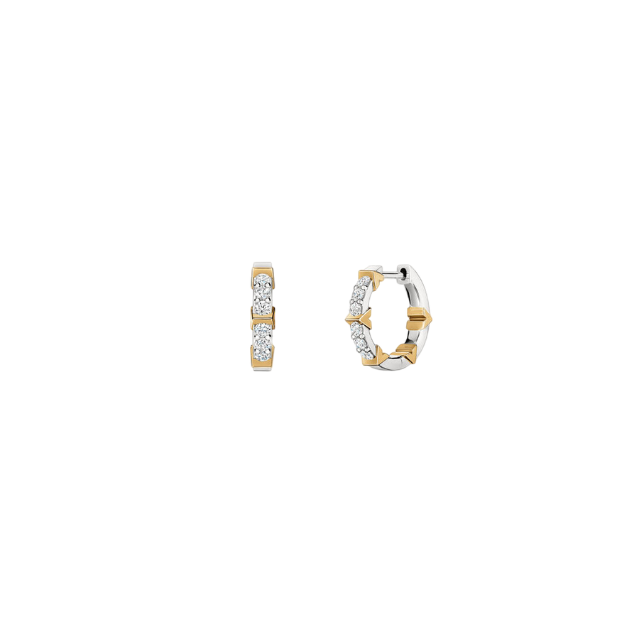 Copley 0.43ct Diamond Huggie Hoop Earrings in 18K White and Yellow Gold