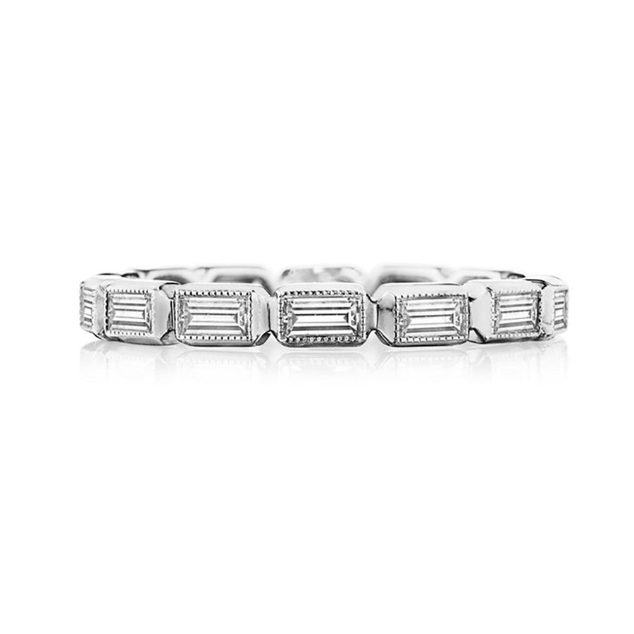 Diamond Baguette Eternity Band in 18K White Gold, Size 6.75