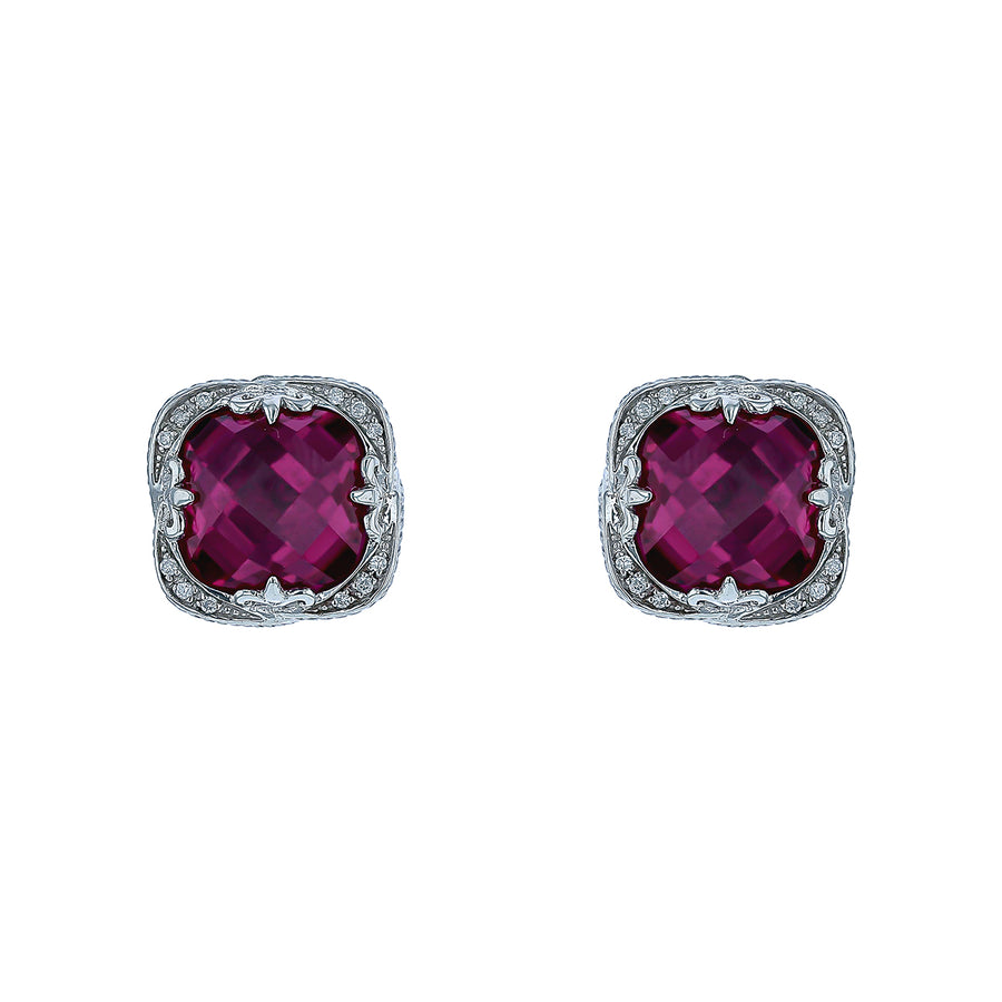 Lauren K 0.65ct Diamond Rectangular Button Earrings in 18K Yellow Gold