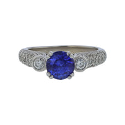 1.35ct Sri Lankan Sapphire and 0.73ct Diamond Ring in 18K White Gold, Size 6