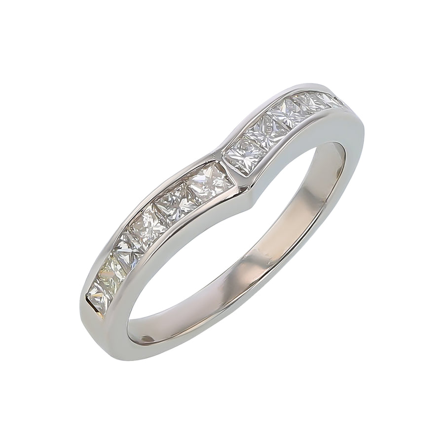 0.60ct Princess Cut Diamond Contoured Band in Platinum, Size 6.5
