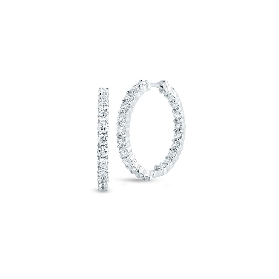 Perfect Diamond 3.43ct Diamond 28mm Hoop Earrings in 18K White Gold