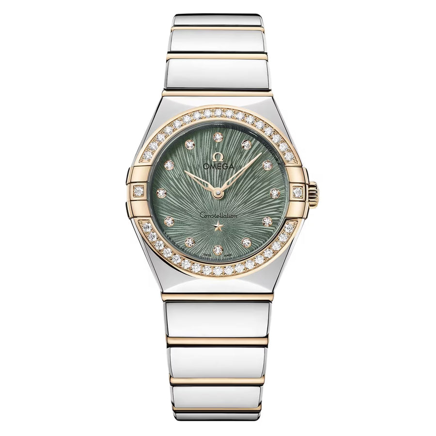 28mm Constellation Watch with Green Dial in Stainless Steel and 18K Yellow Gold, Bracelet