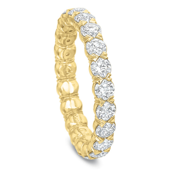 Silk Prong 2.00ct Diamond Eternity Band in 18K Yellow Gold, size 6