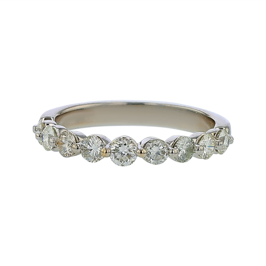 1.17ct Diamond Partway Wedding Band in 14K White Gold, size 8.5