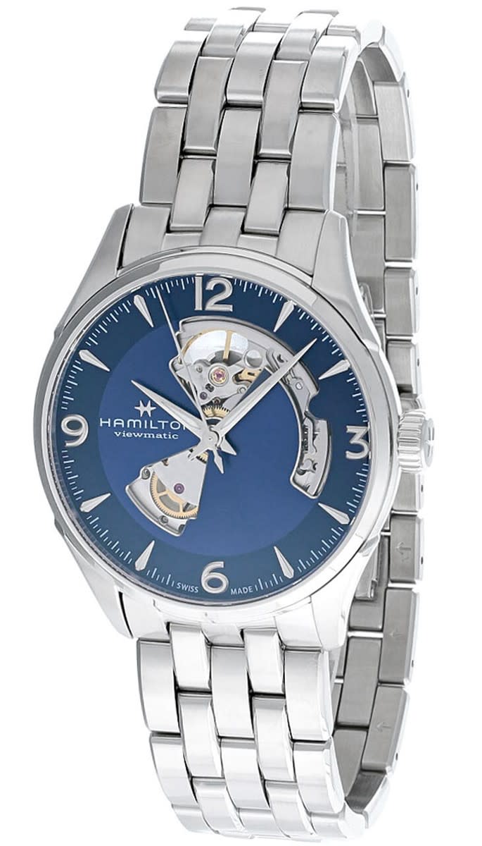 42mm Jazzmaster Open Heart Automatic Watch with Blue Dial in Stainless Steel, Bracelet
