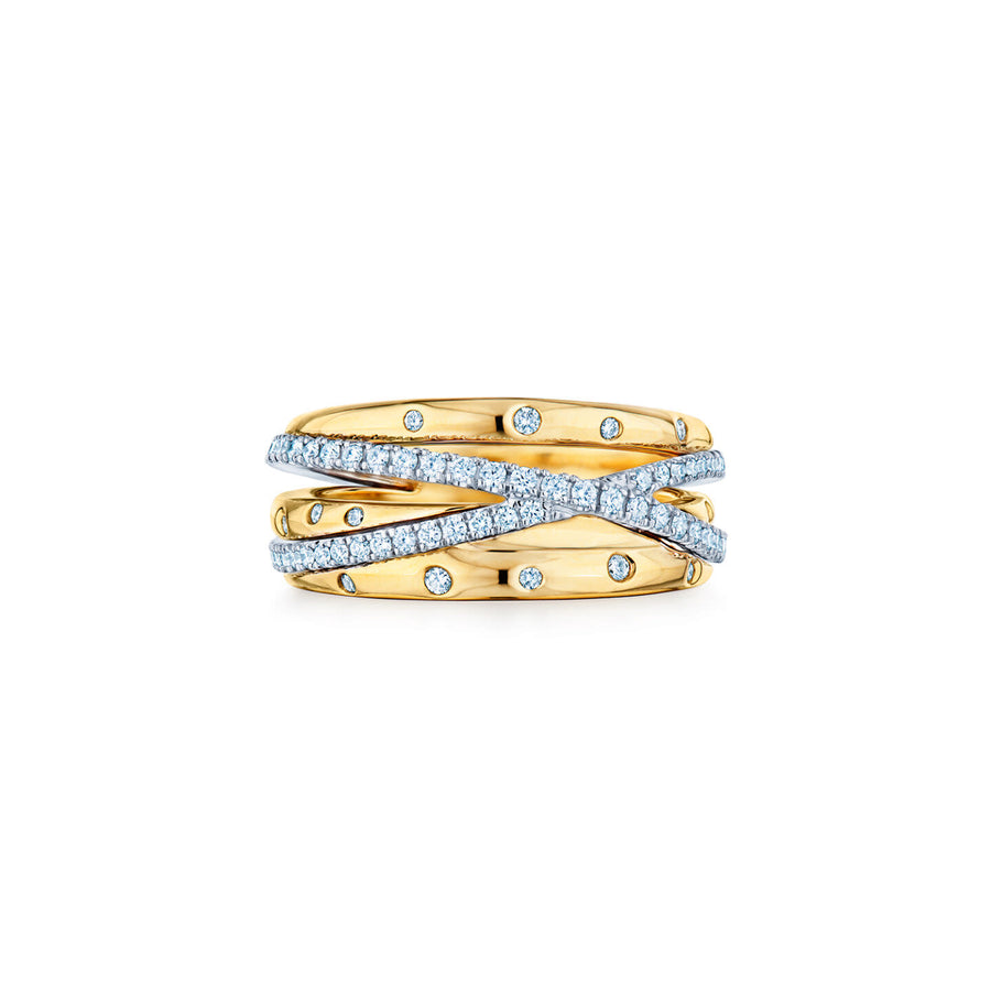 Orbit 0.47ct Diamond Crossover Ring in 18K Yellow and White Gold