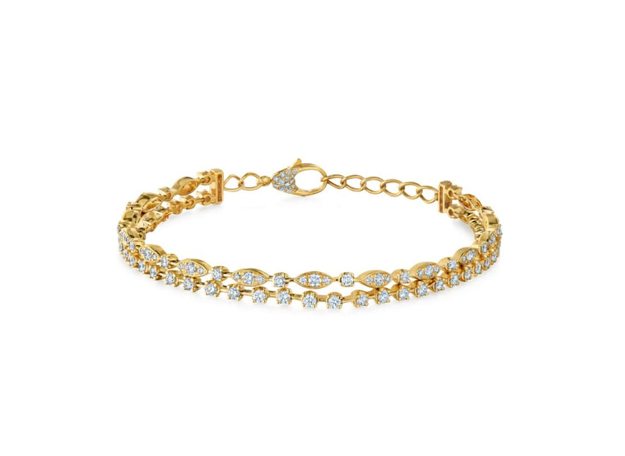Starry Night 1.97ct Diamond Double Line Bracelet in 18K Yellow Gold, 6"