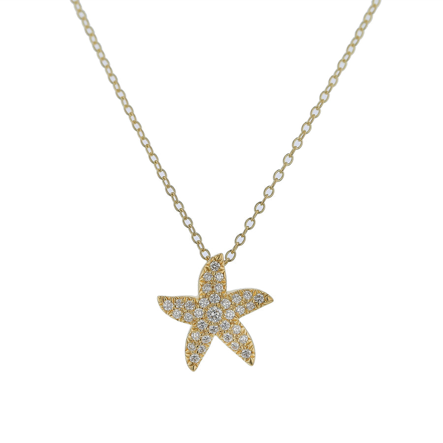 0.26ct Diamond Starfish Pendant in 18K Yellow Gold, 18in chain