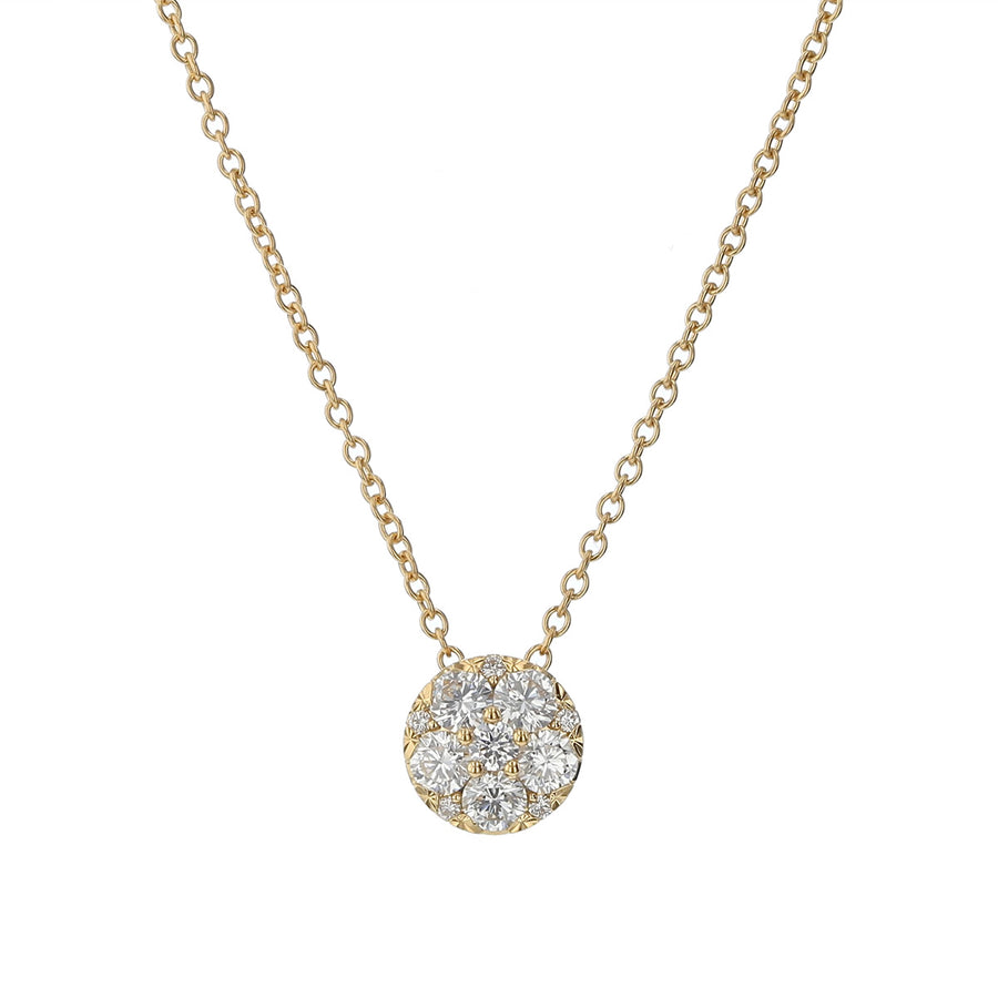 Harmony 0.41-0.48Ct Diamond Halo Pendant in 18K Yellow Gold, 18" chain