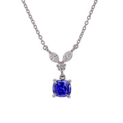 1.28ct Ceylon Sapphire and 0.31ct Diamond Rabbit Ear Necklace in Platinum, 18"