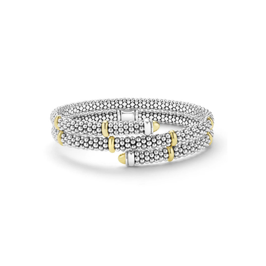Caviar Versa 5mm Wrap Bracelet in Sterling Silver and 18K Yellow Gold, size 7