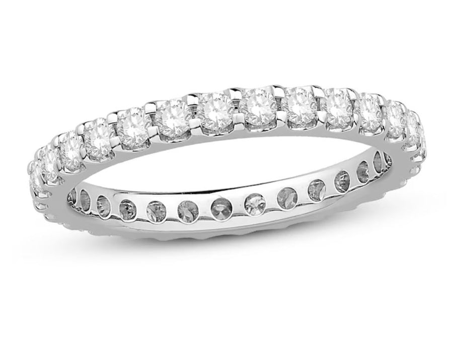 Diamond Eternity Band in 18K White Gold, Size 6.5
