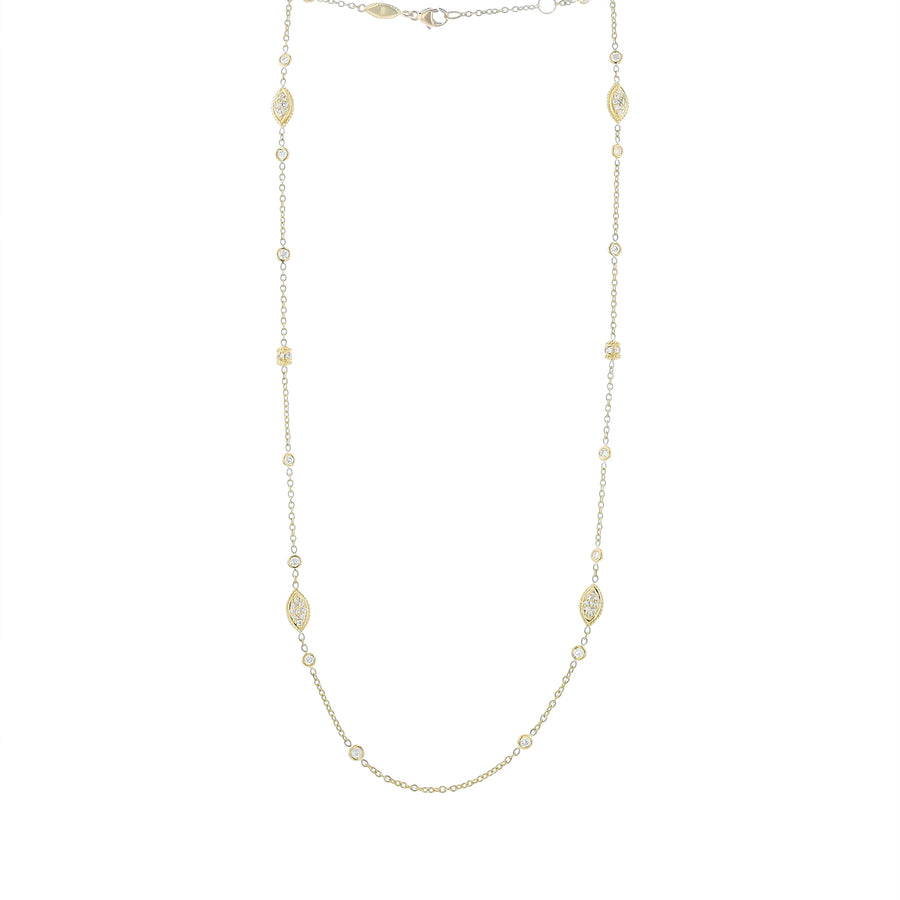 Diamond Multi-Shaped Stations Necklace in 18K Yellow Gold, 18in