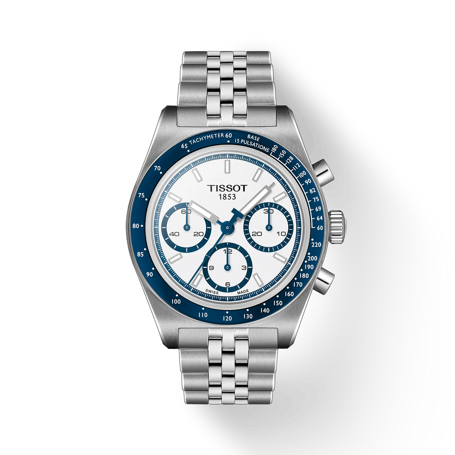 41mm PR516 Automatic Chronograph Watch with White Dial in Stainless Steel, Bracelet