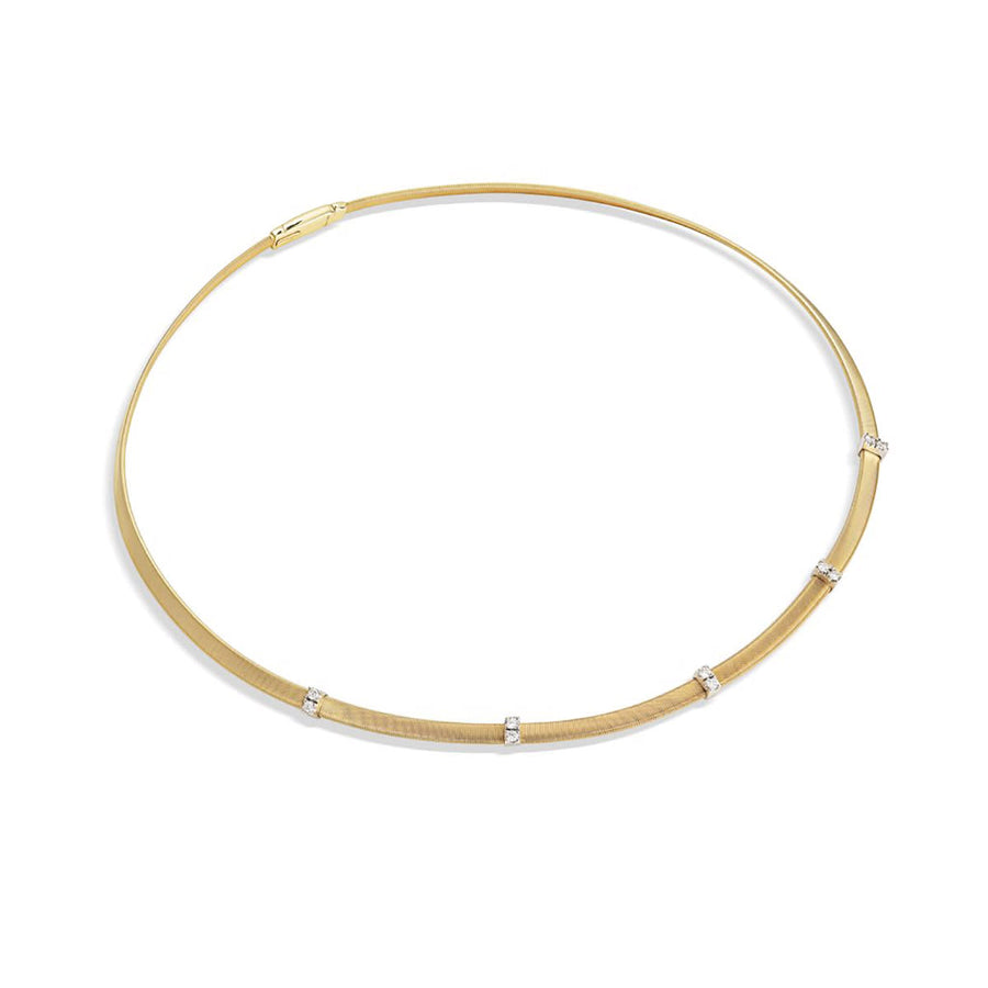 Masai 0.25ct Diamond Hand Coiled Single Strand Collar Necklace in 18K Yellow and White Gold, 16.5"