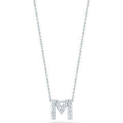 Love Letter 0.08ct Round Diamonds "M" Pendant in 18K White Gold with 18" Chain