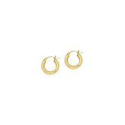 Round Tube Polished Hoop Earrings in 14K Yellow Gold, 3x15mm