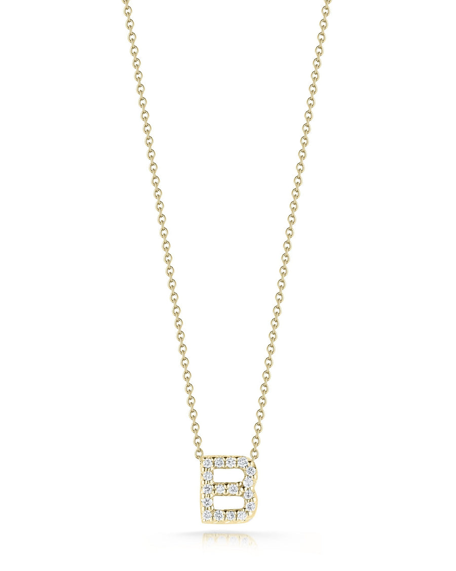 Tiny Treasures 0.06ct Diamond Love Letter "B" Pendant in 18K Yellow Gold, 16-18" chain