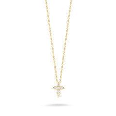 0.20ct Round Diamond Large Baby Cross Pendant in 18K Yellow Gold