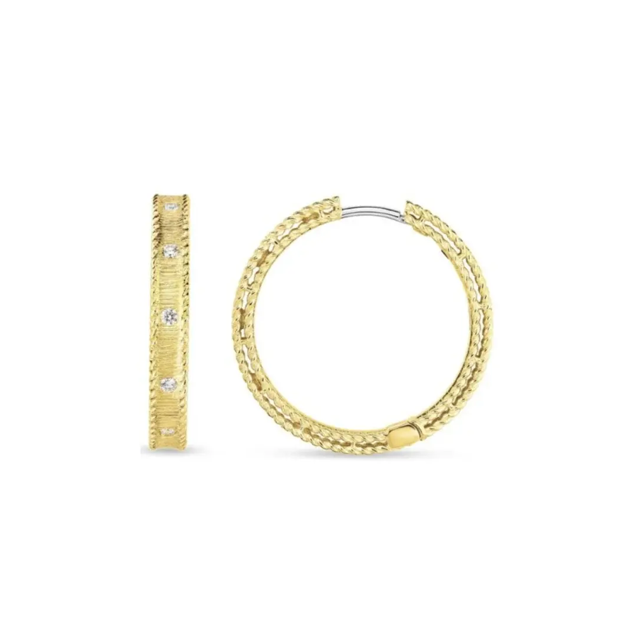 Princess 0.13ct Diamond Hoop Earrings in 18K Yellow Gold