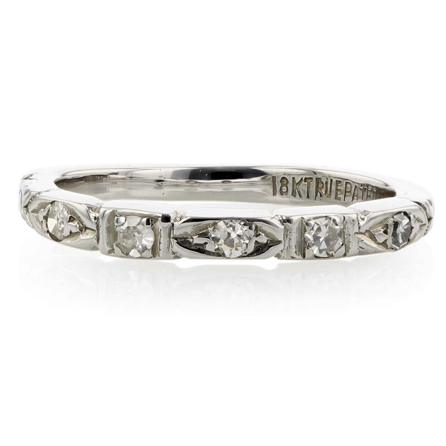 18K White Gold and 0.10ct Diamonds 5 Single Cut Wedding Band