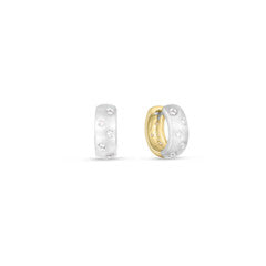 Designer Gold 0.29ct Diamond Satin Finish Reversible Hoops in 18K Yellow and White Gold