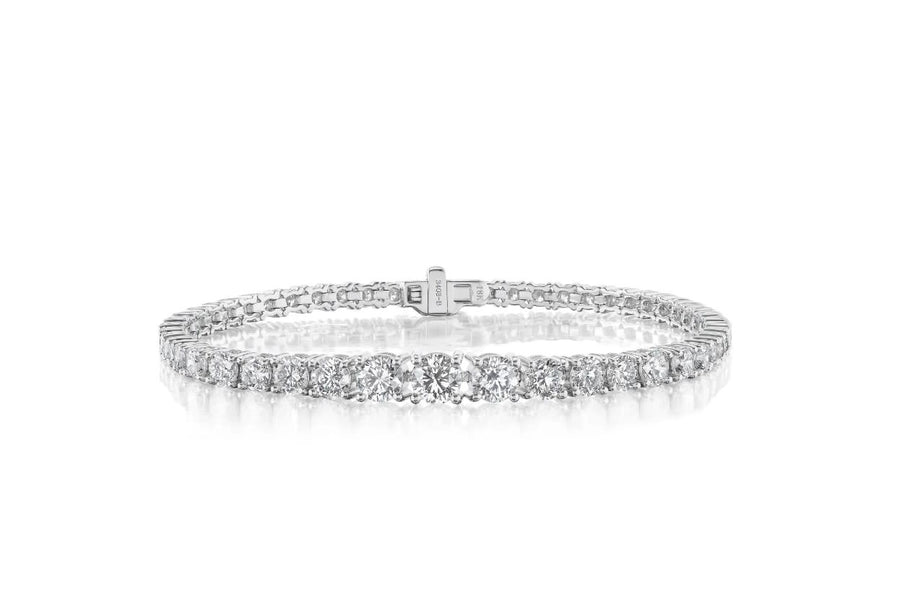 Riviera 4.47ct Round Brilliant Diamond Graduated 4-Prong Tennis Bracelet in 18K White Gold