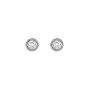 Engraved Twist 0.20Ct Diamond Bezel Stud Earrings in 18K White Gold