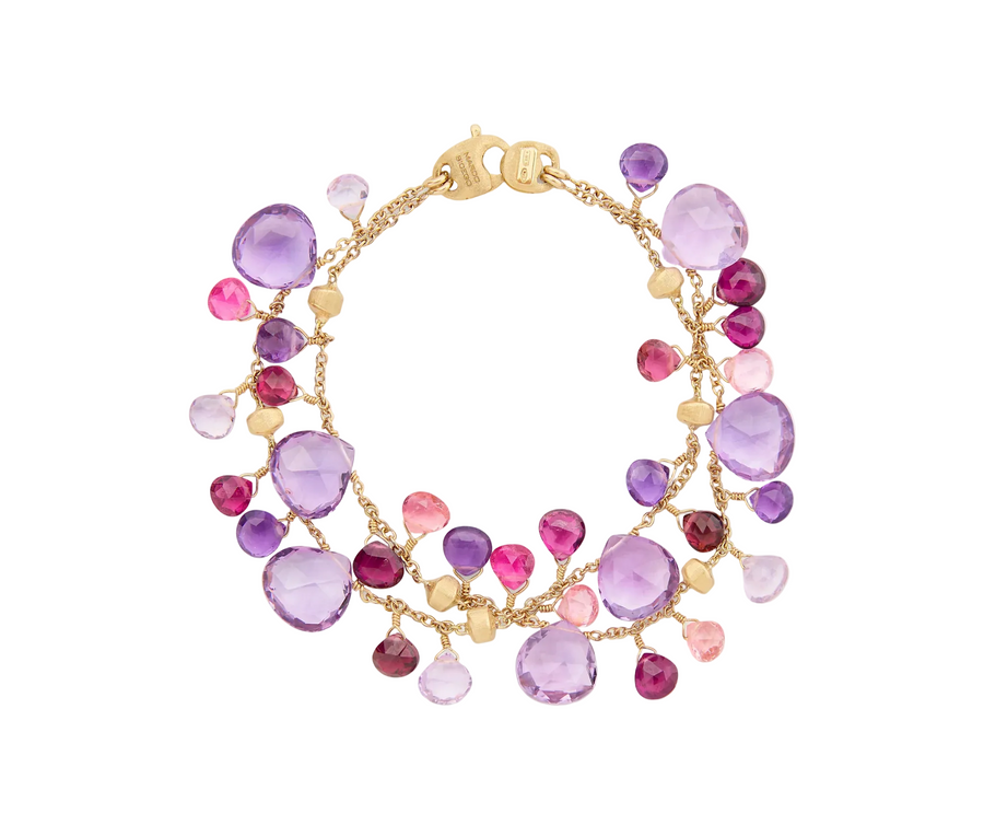 Paradise Multi Purple Gemstone Bracelet in 18K Yellow Gold, size 7.25