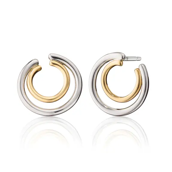 Galaxy Double Hoop Earrings in Sterling Silver and 18K Yellow Gold